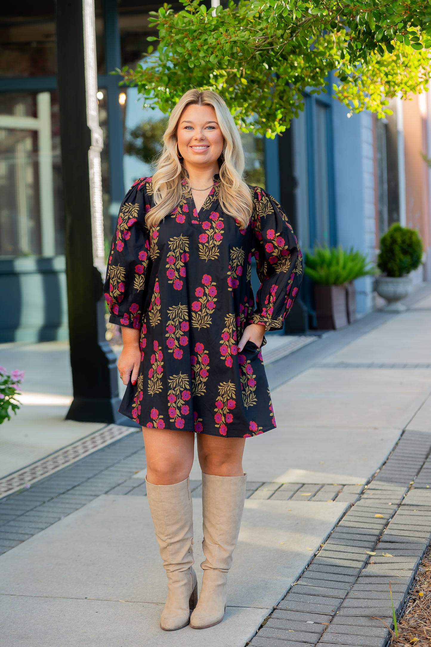 Dillard Floral Dress- Black