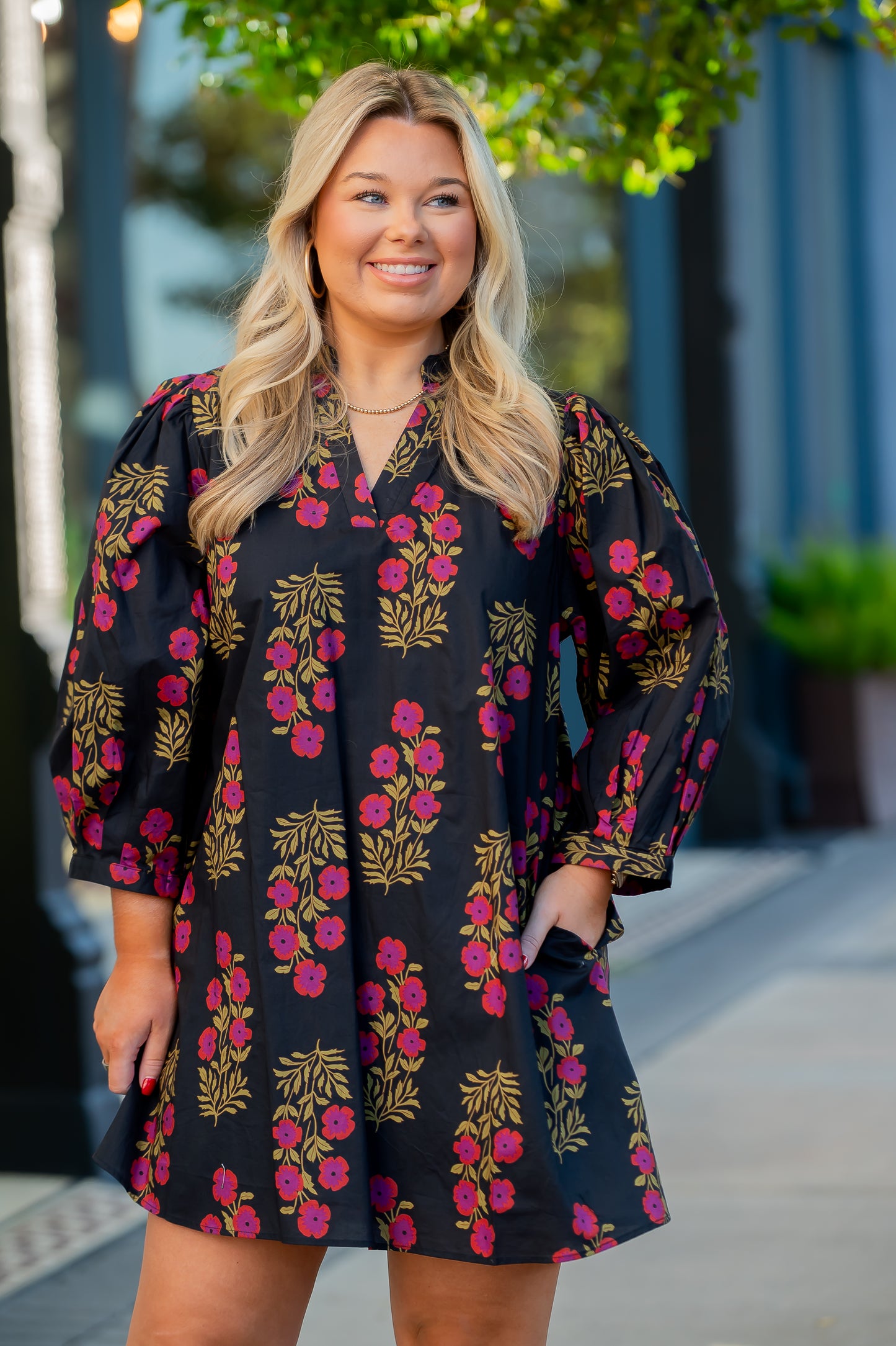 Dillard Floral Dress- Black