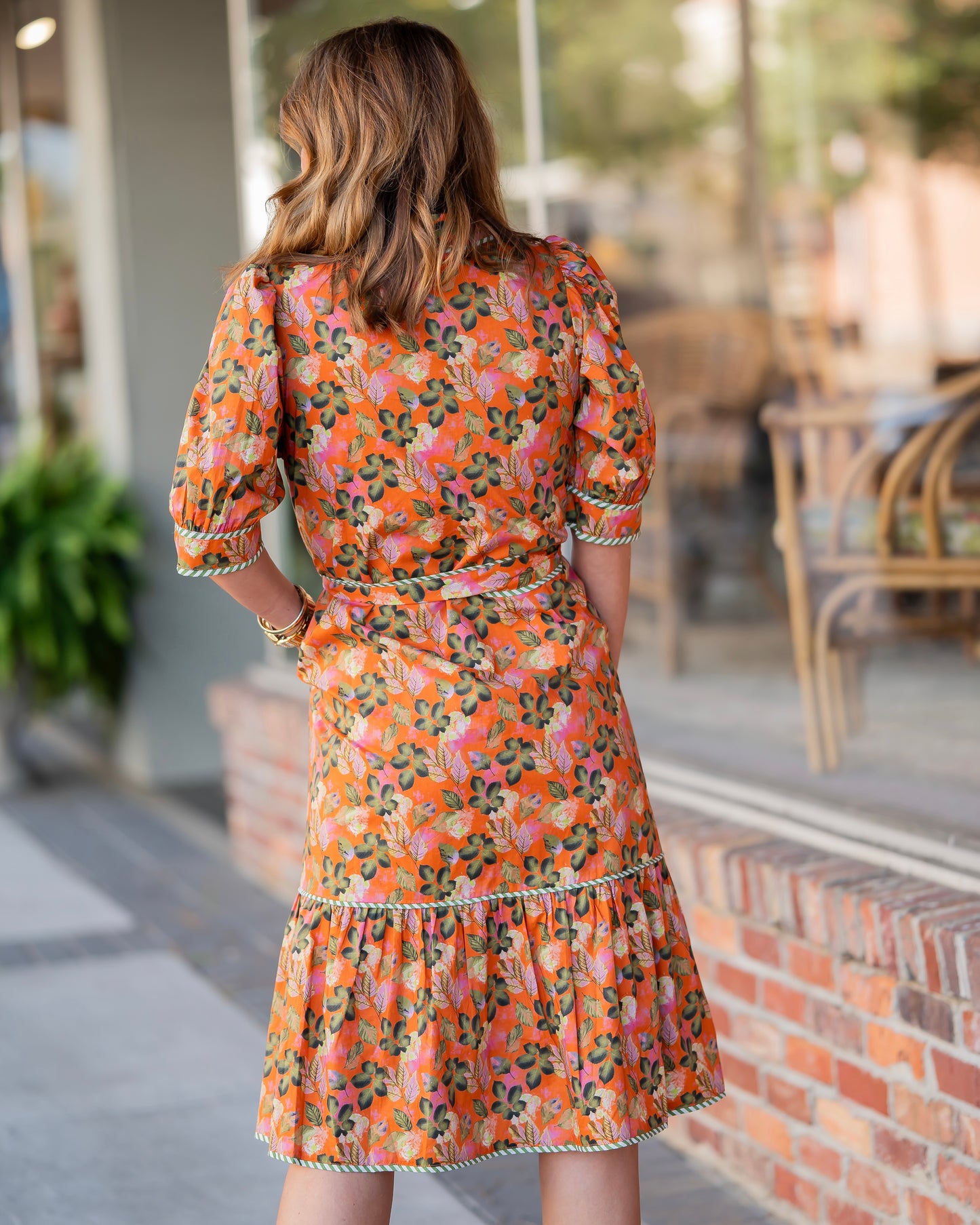 Rachel Rust Midi Dress with Tie
