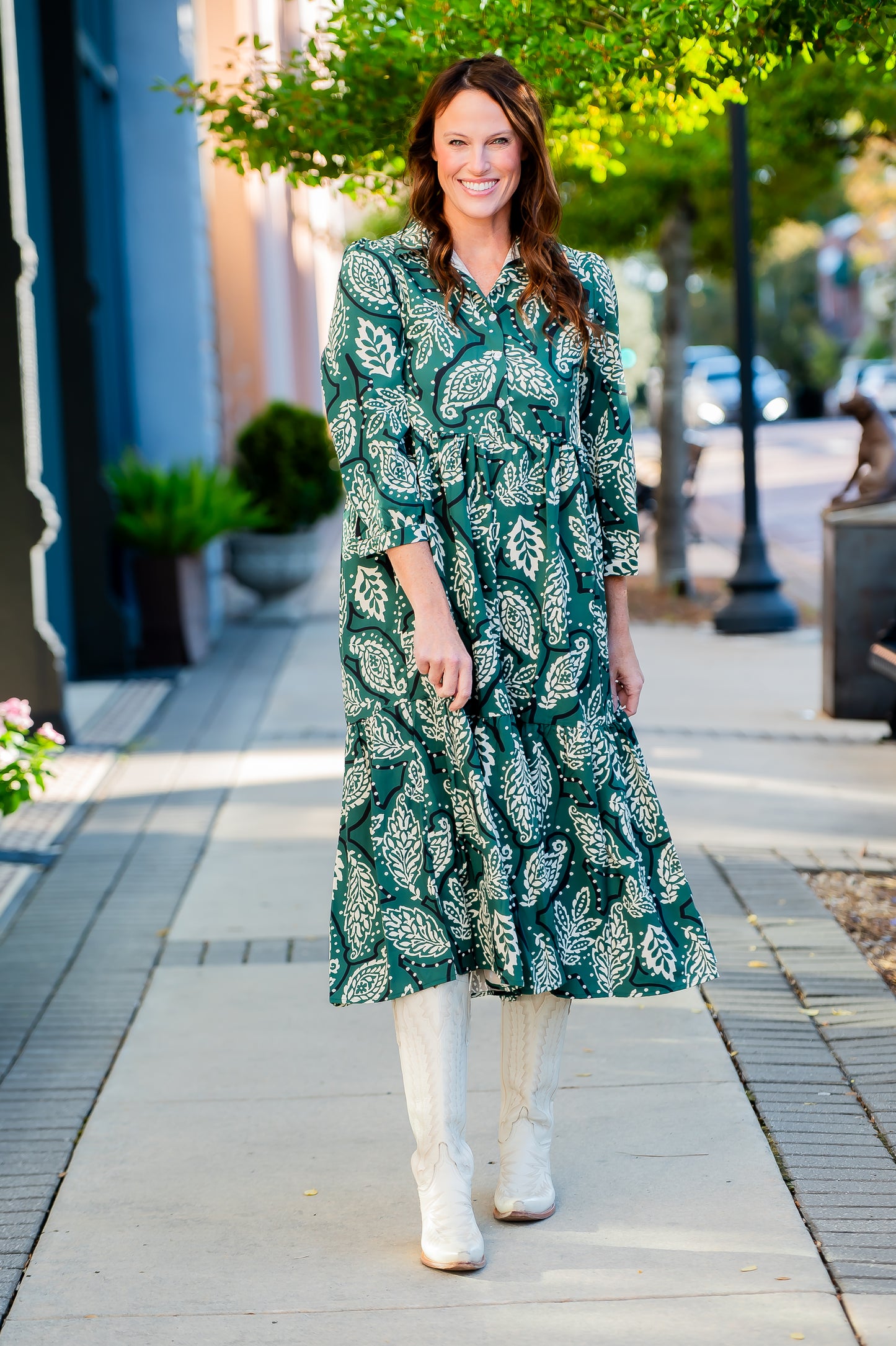 Bluffton Printed Long Sleeve Dress