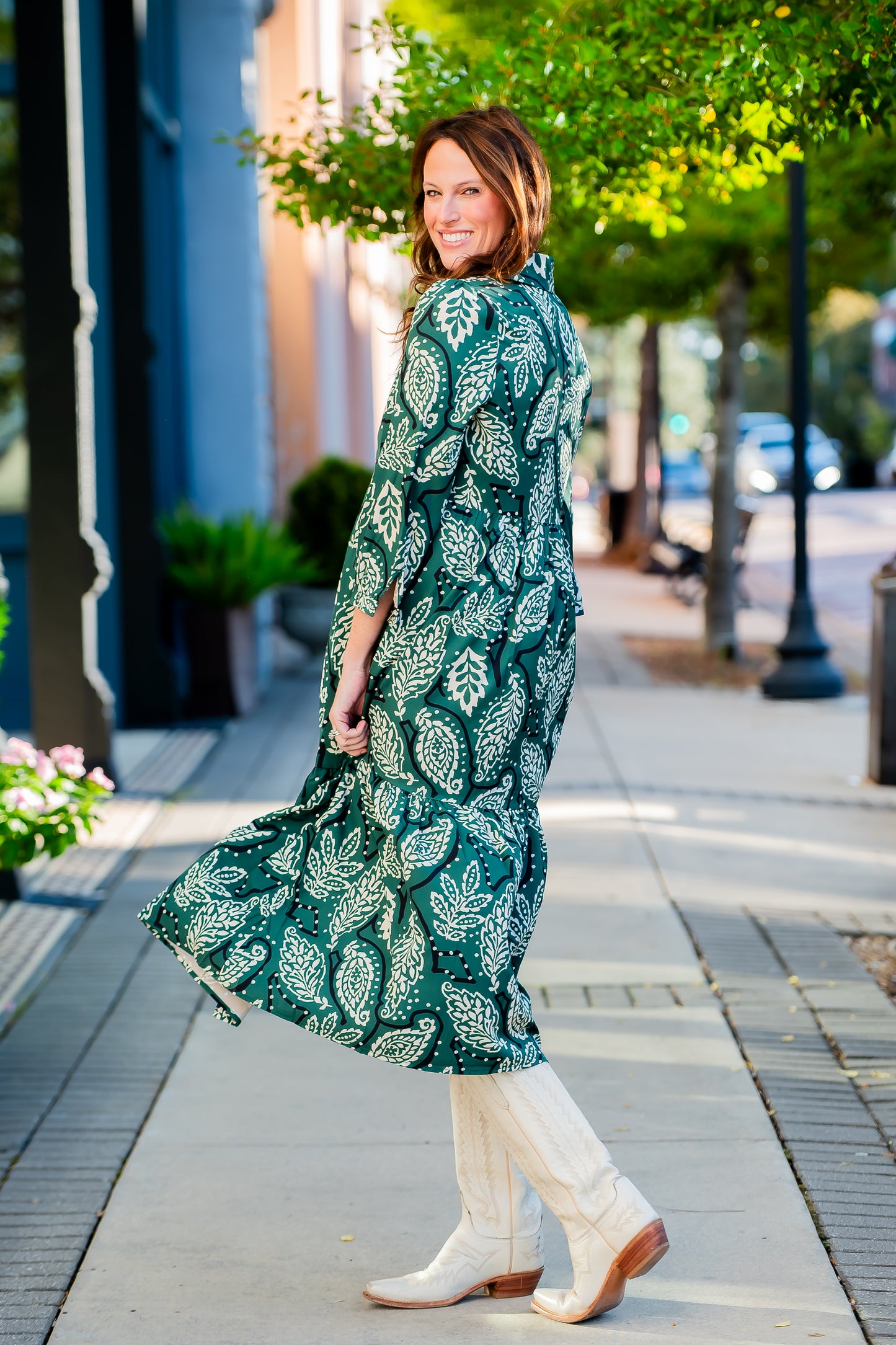 Bluffton Printed Long Sleeve Dress