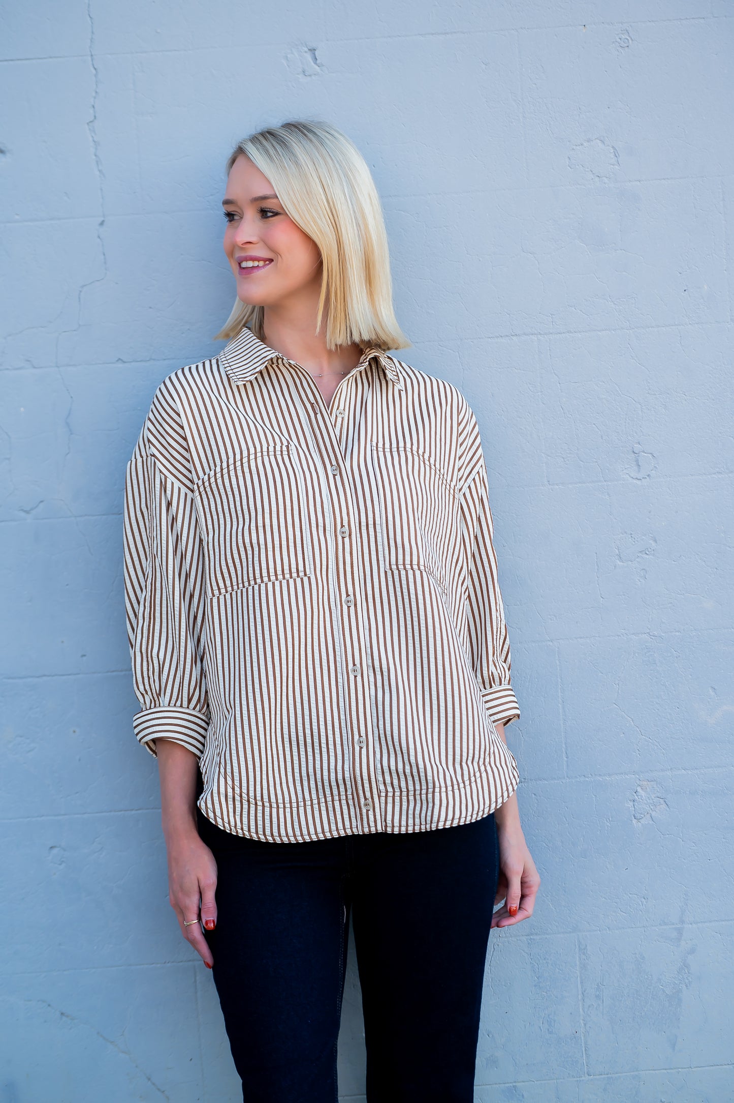 Bradford Stripe Top- Brown