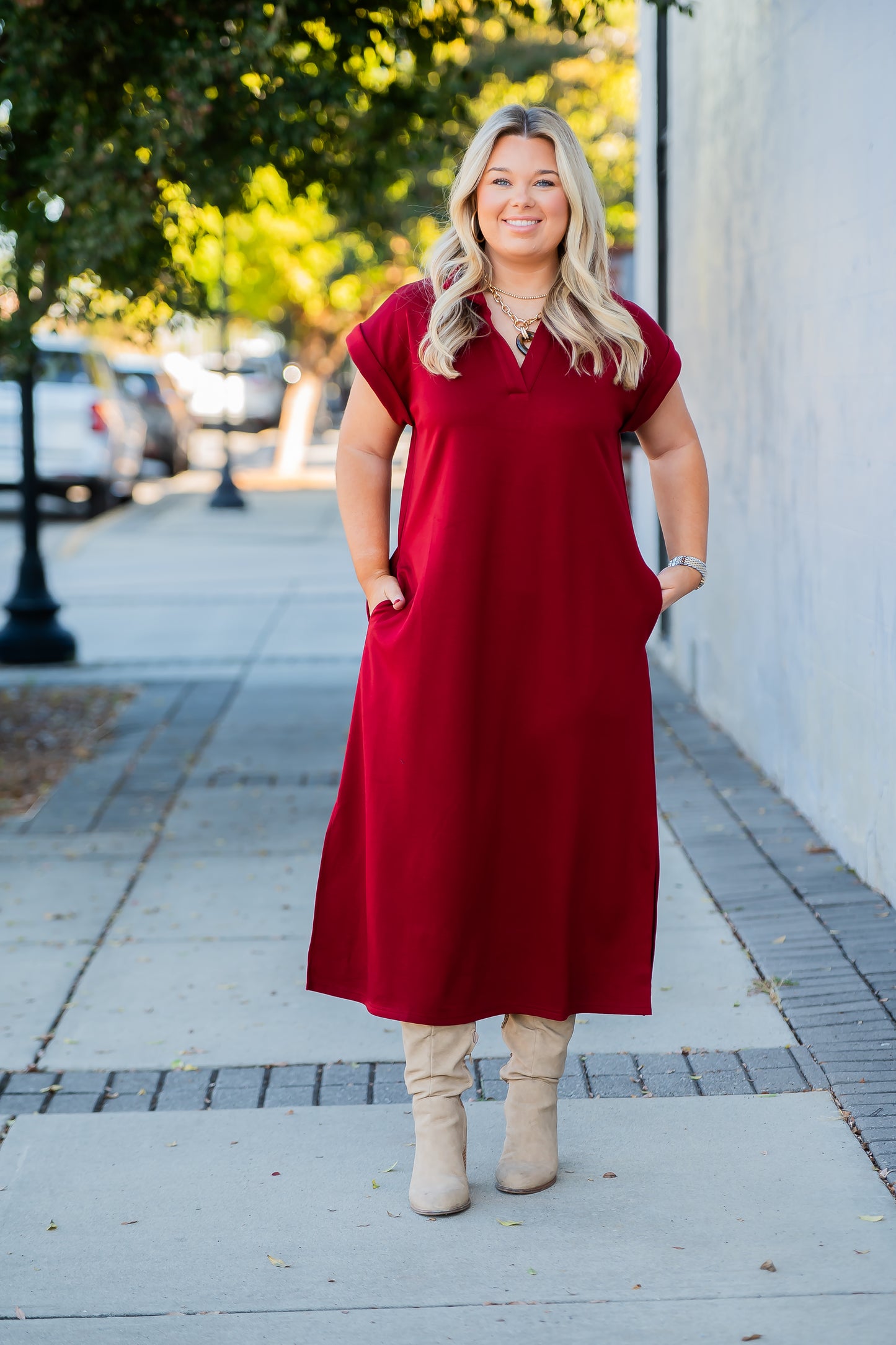 Rewind Time Garnet Collared Midi Dress