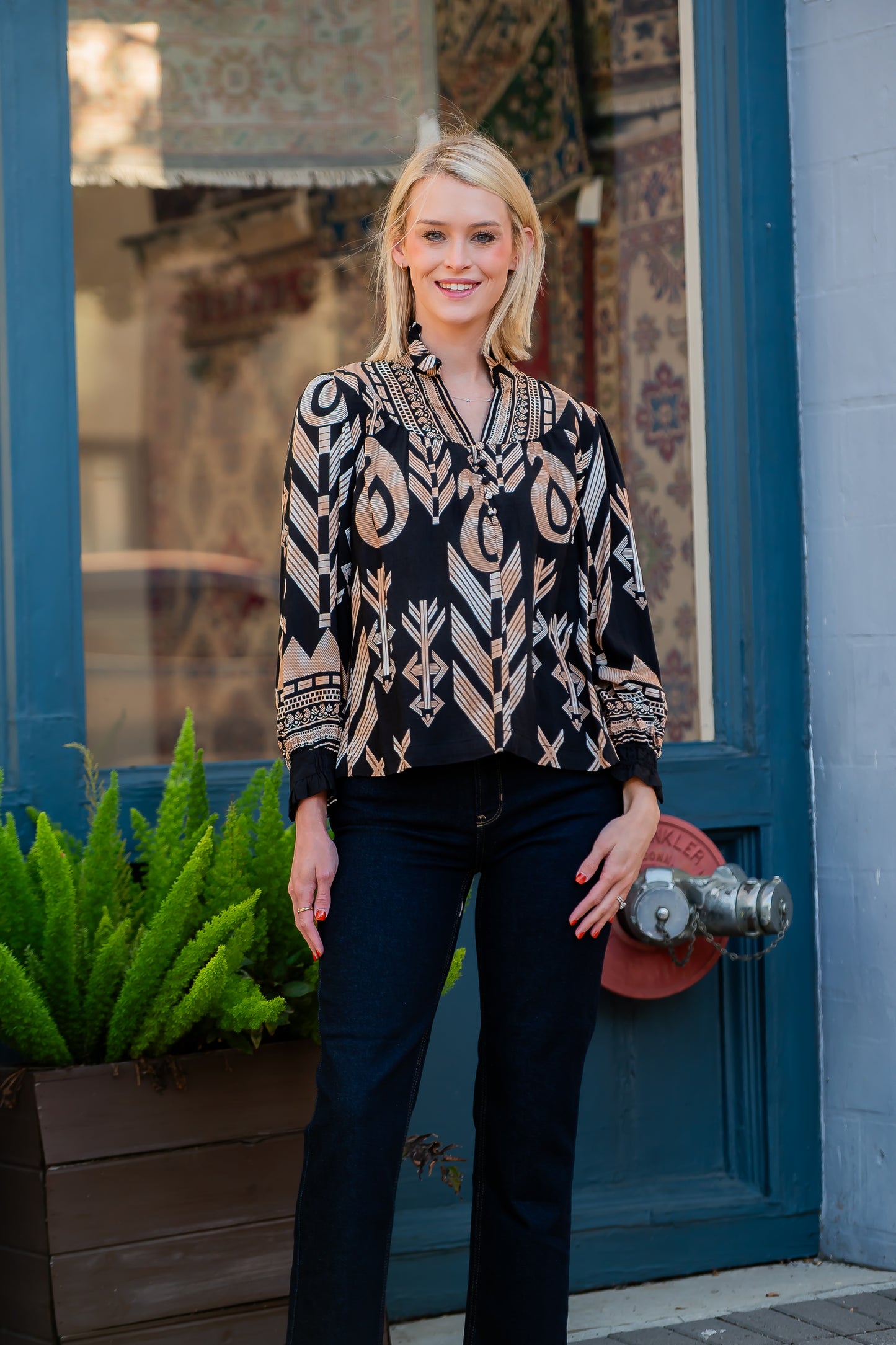 Torry Tribal Print Top