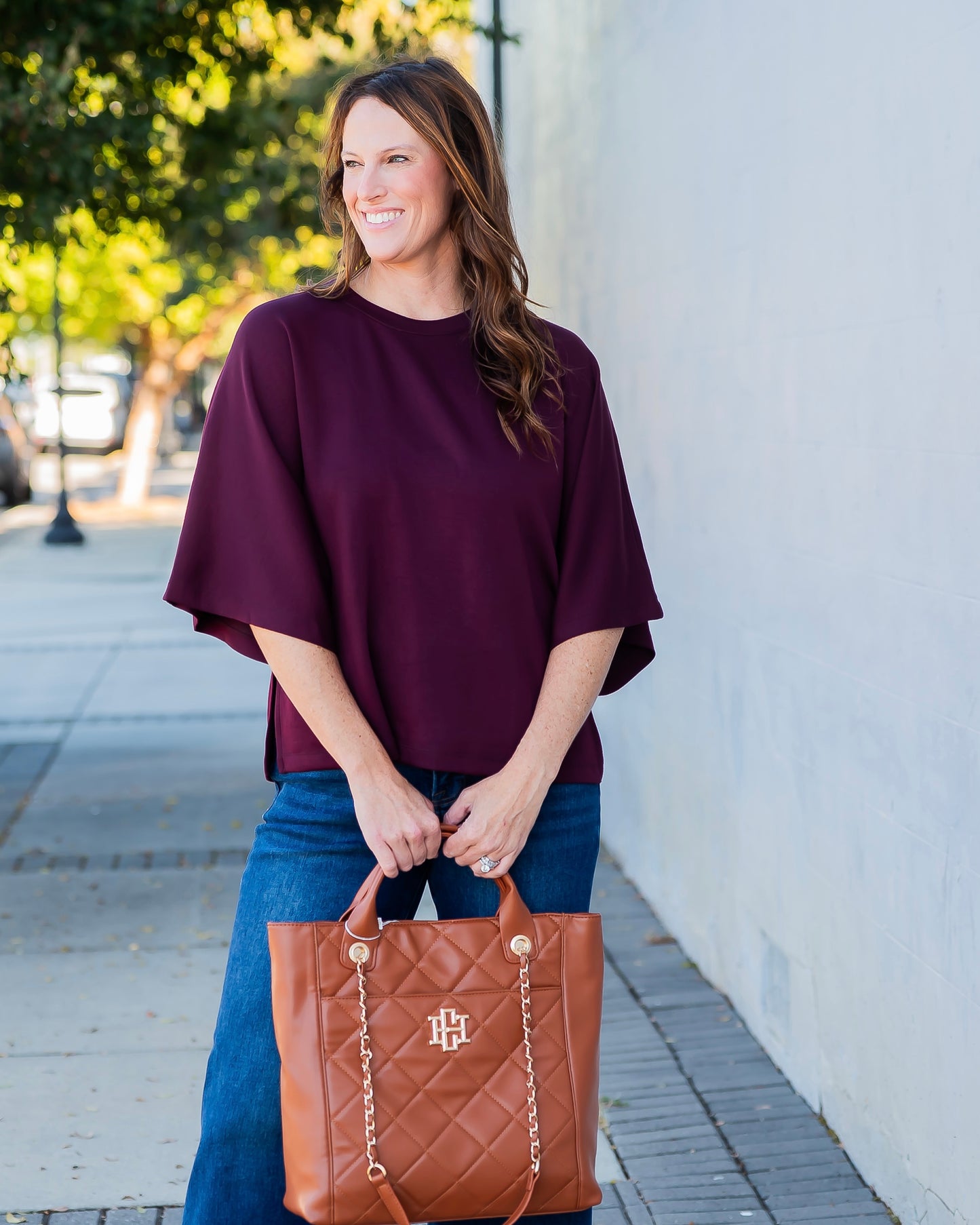 Redford Short Sleeve Top - Burgundy