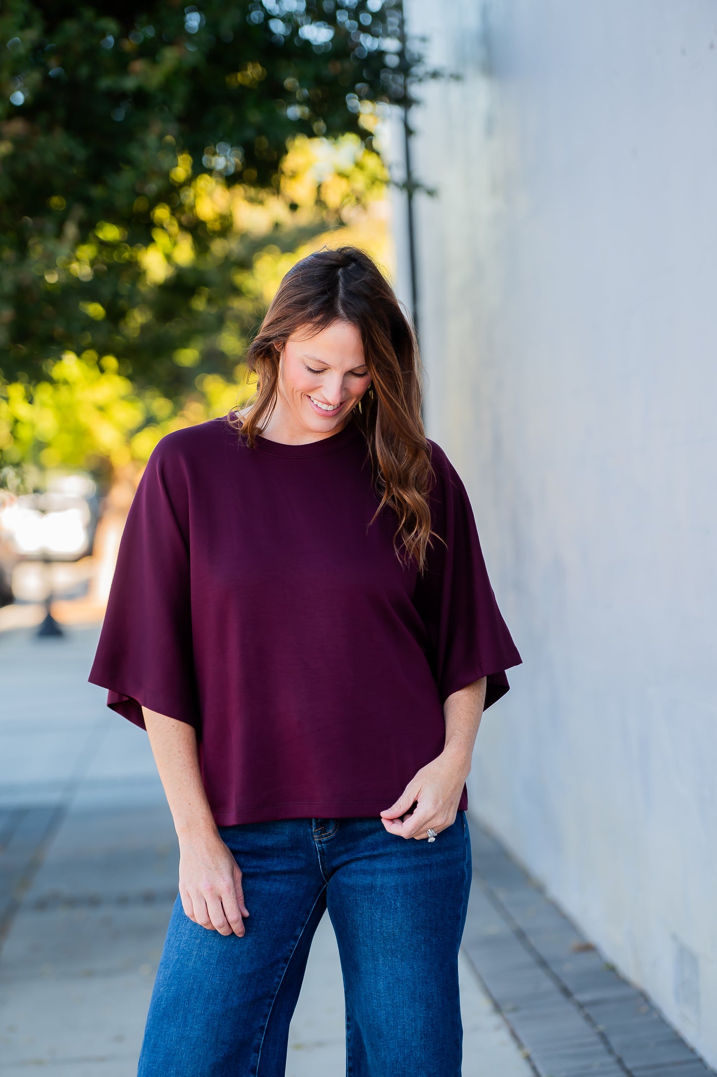 Redford Short Sleeve Top - Burgundy