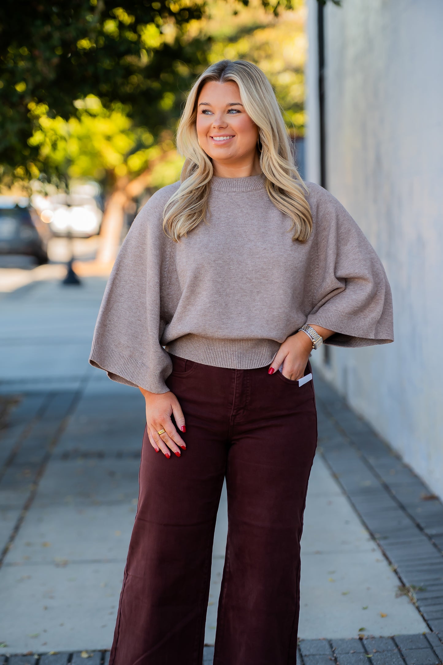 Creede Short Sleeve Sweater-Soft Mocha