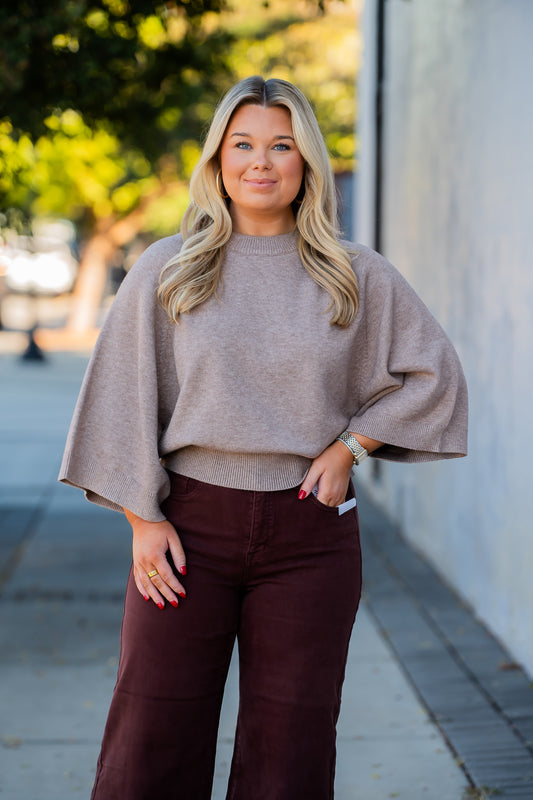 Creede Short Sleeve Sweater-Soft Mocha