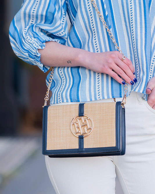 Cecilia Circle Logo Handbag Natural Navy