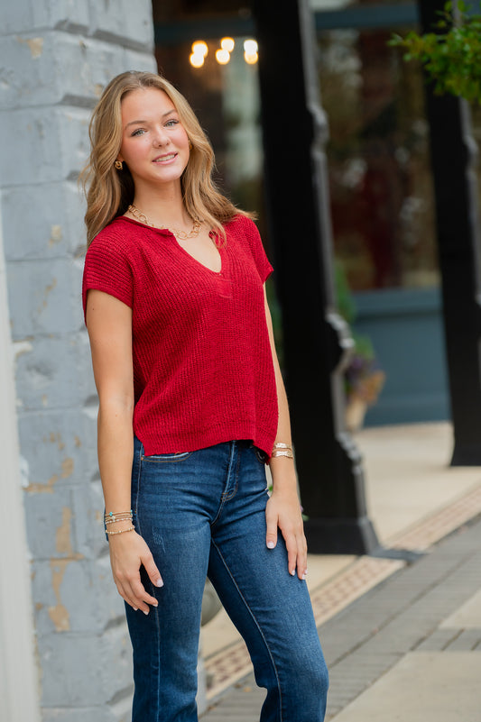 Harlan Split Neck Sweater Top