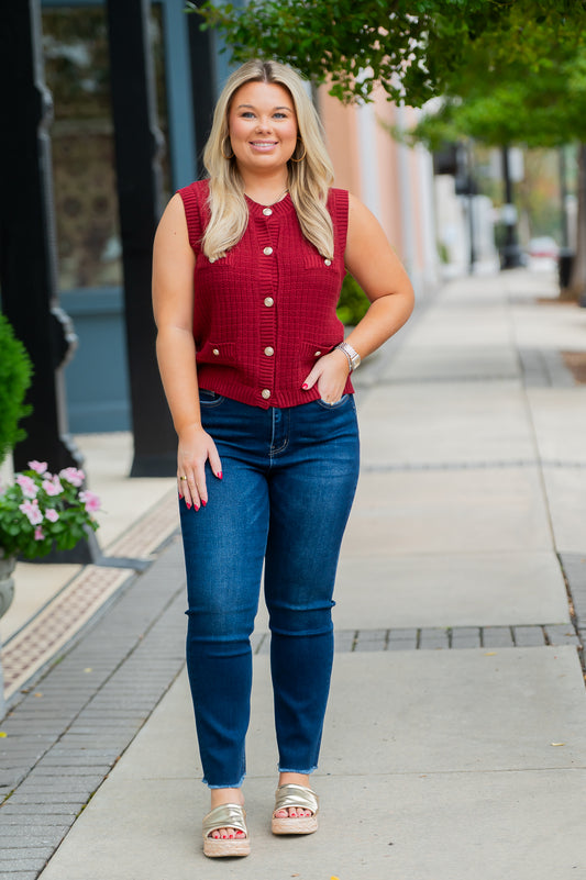 Cloverly Sweater Vest-Red