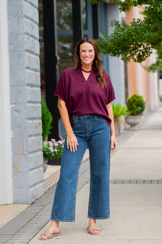 Joanie Soft Knit Top - Burgundy
