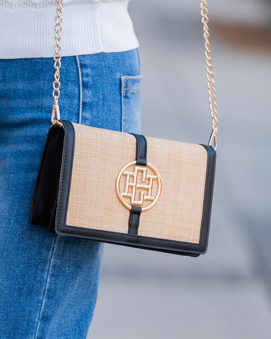 Cecilia Circle Logo Handbag Natural Black