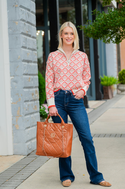 Tacoma Floral Half Zip Sweater