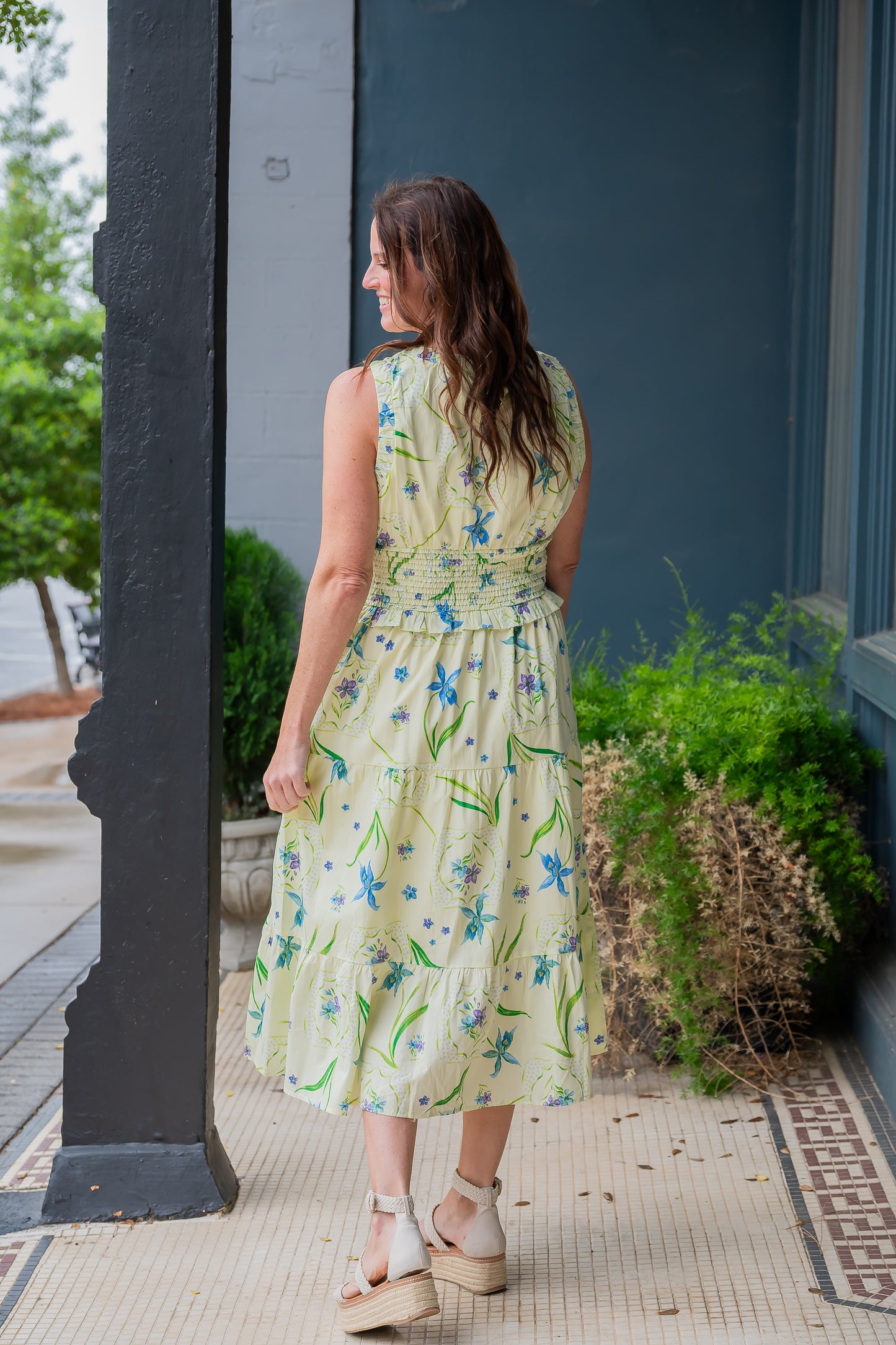 Heflin Floral Print Smocked Waist Dress