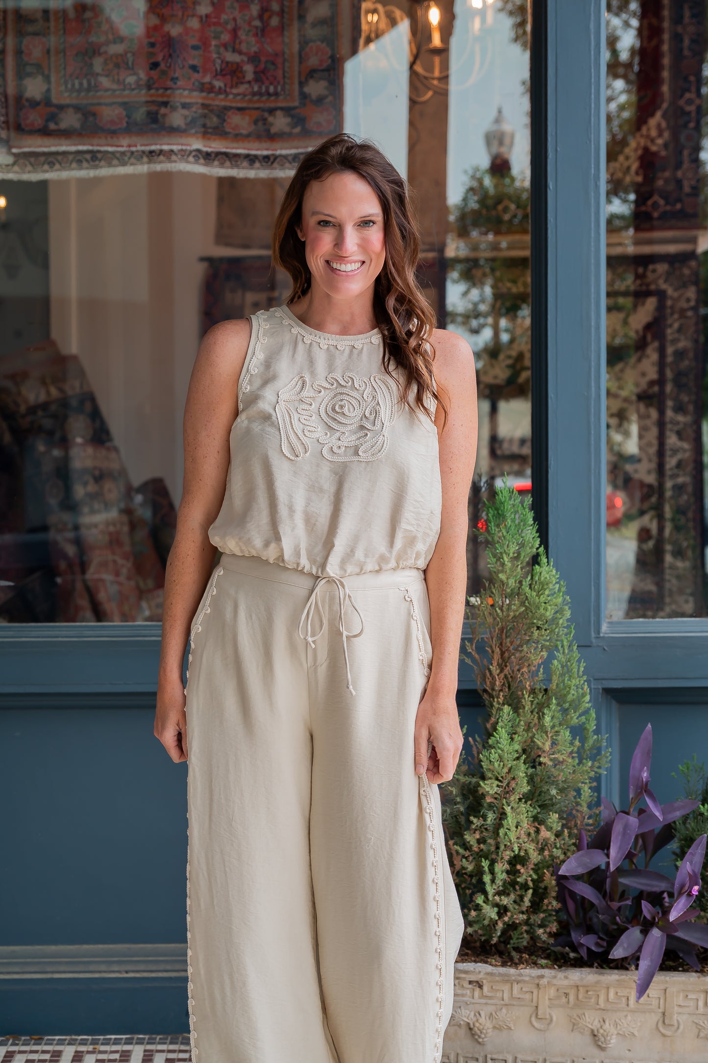 Olivia Embroidered Top & Pant Set