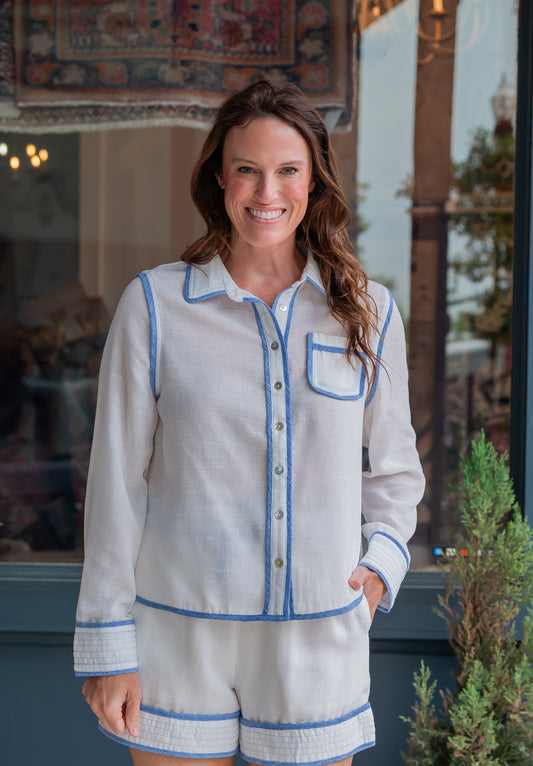 Sebring Long Sleeve Button Up Top