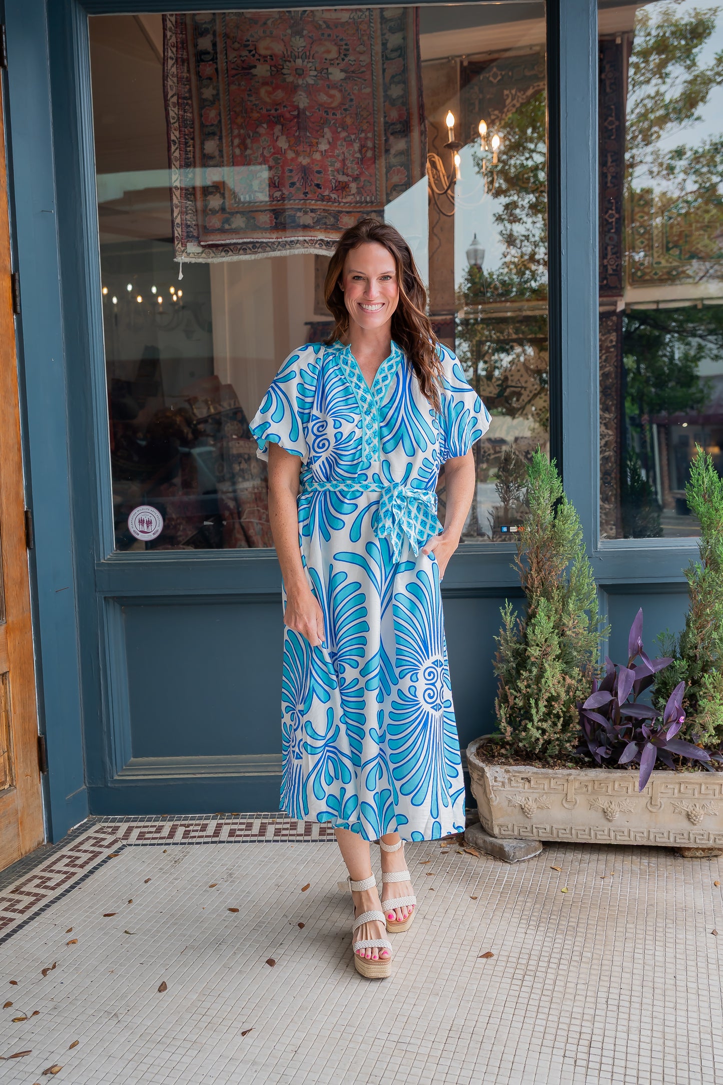 Mabel Printed Maxi-Blue