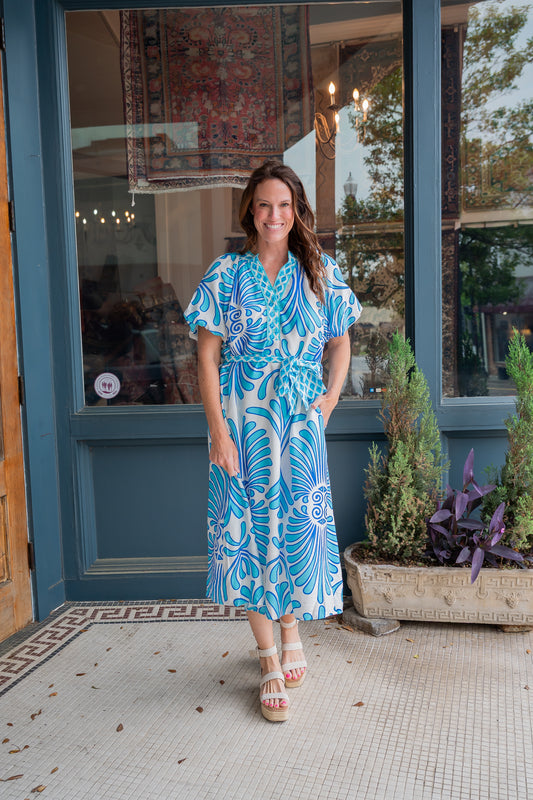 Mabel Printed Maxi-Blue