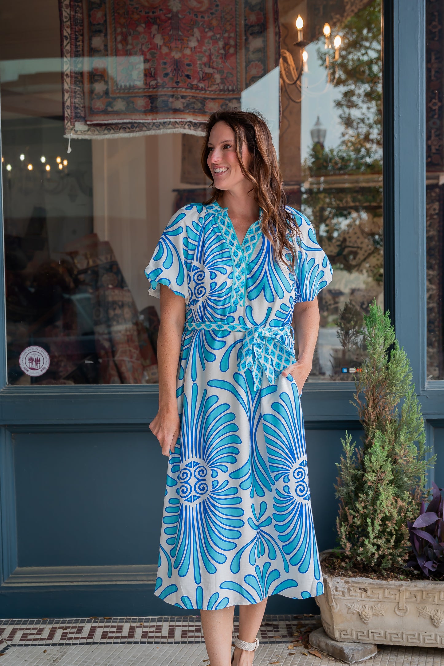Mabel Printed Maxi-Blue