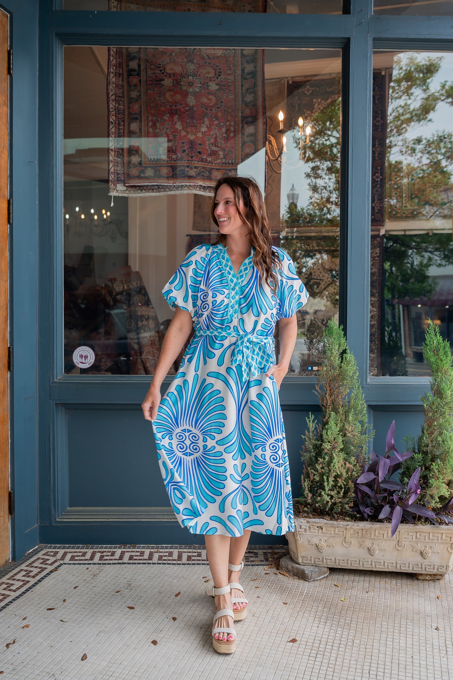 Mabel Printed Maxi-Blue
