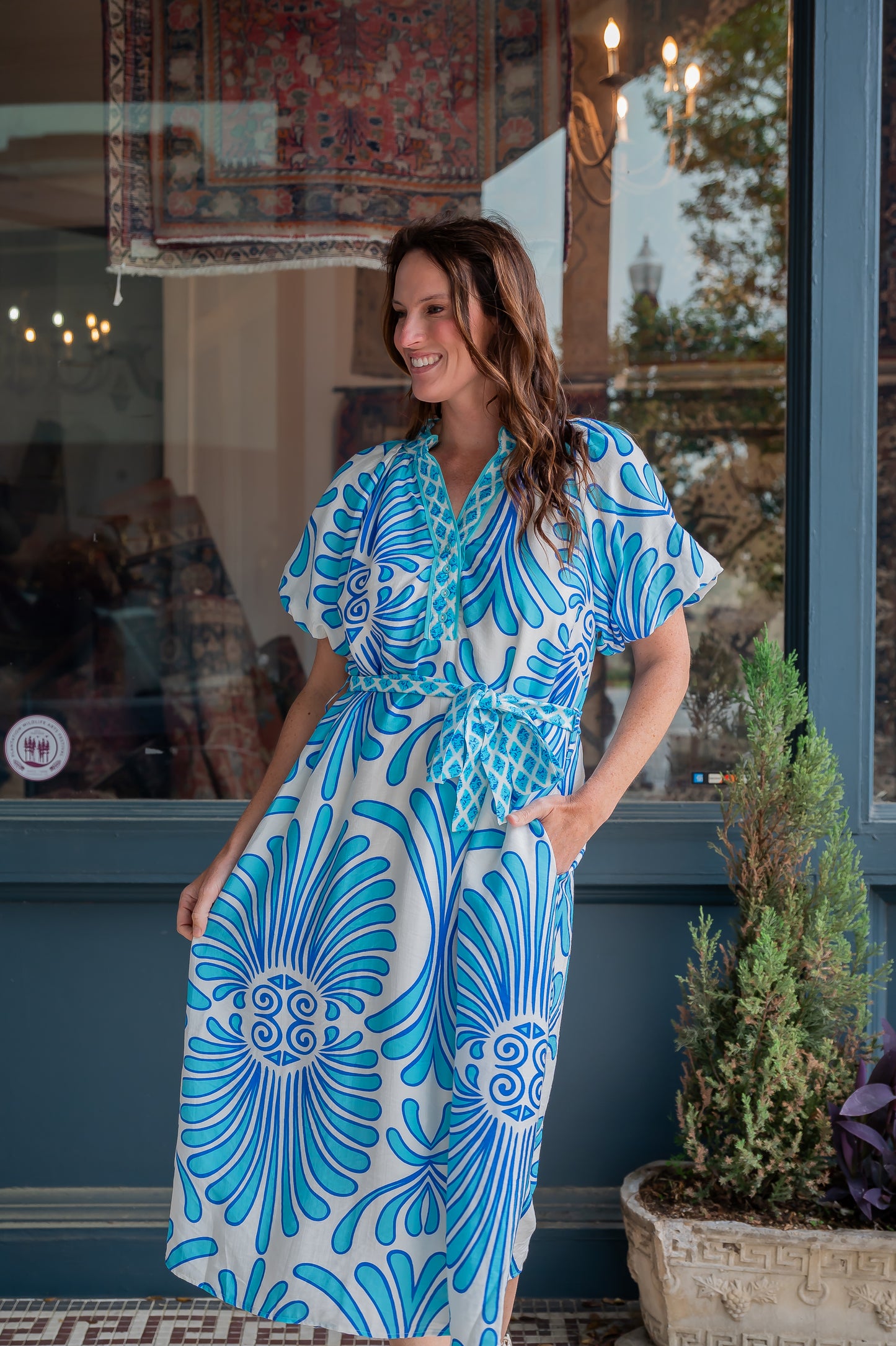 Mabel Printed Maxi-Blue