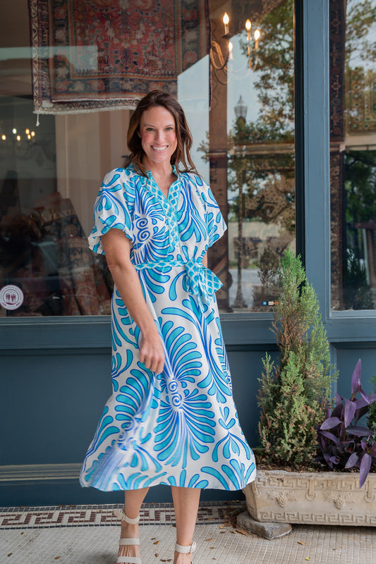 Mabel Printed Maxi-Blue