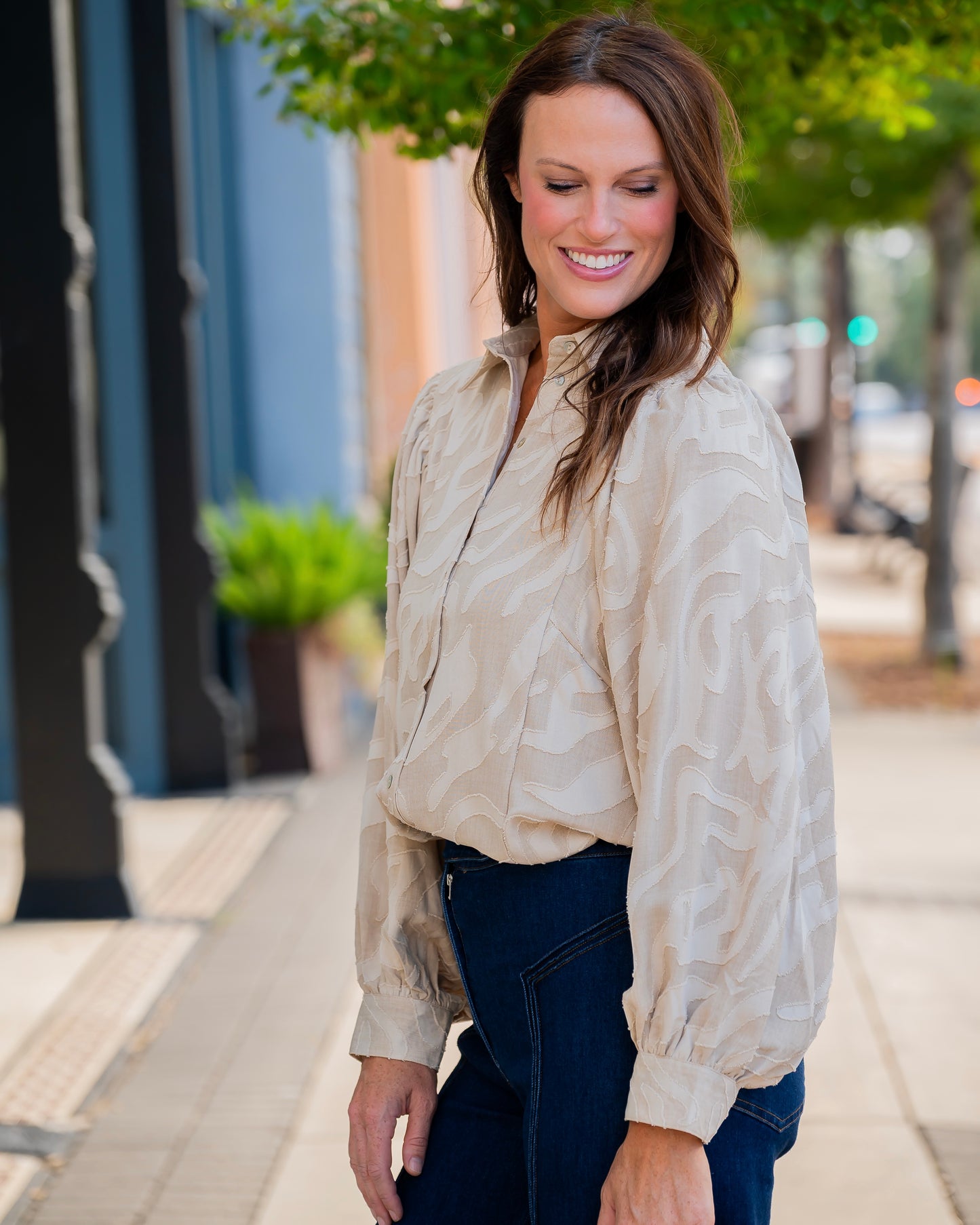 Francey Blouse-Taupe