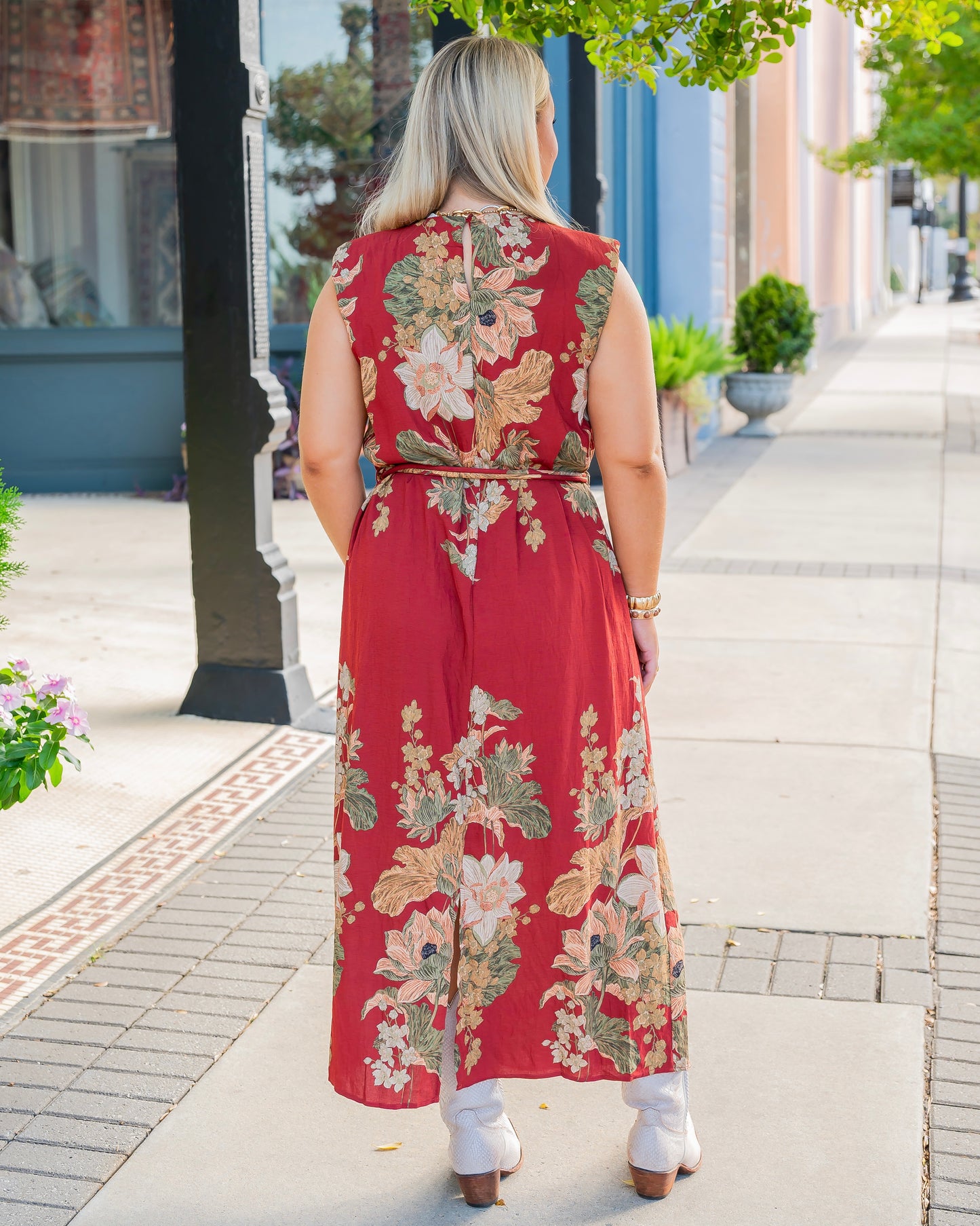 Marcelo Floral Print Dress - Rust