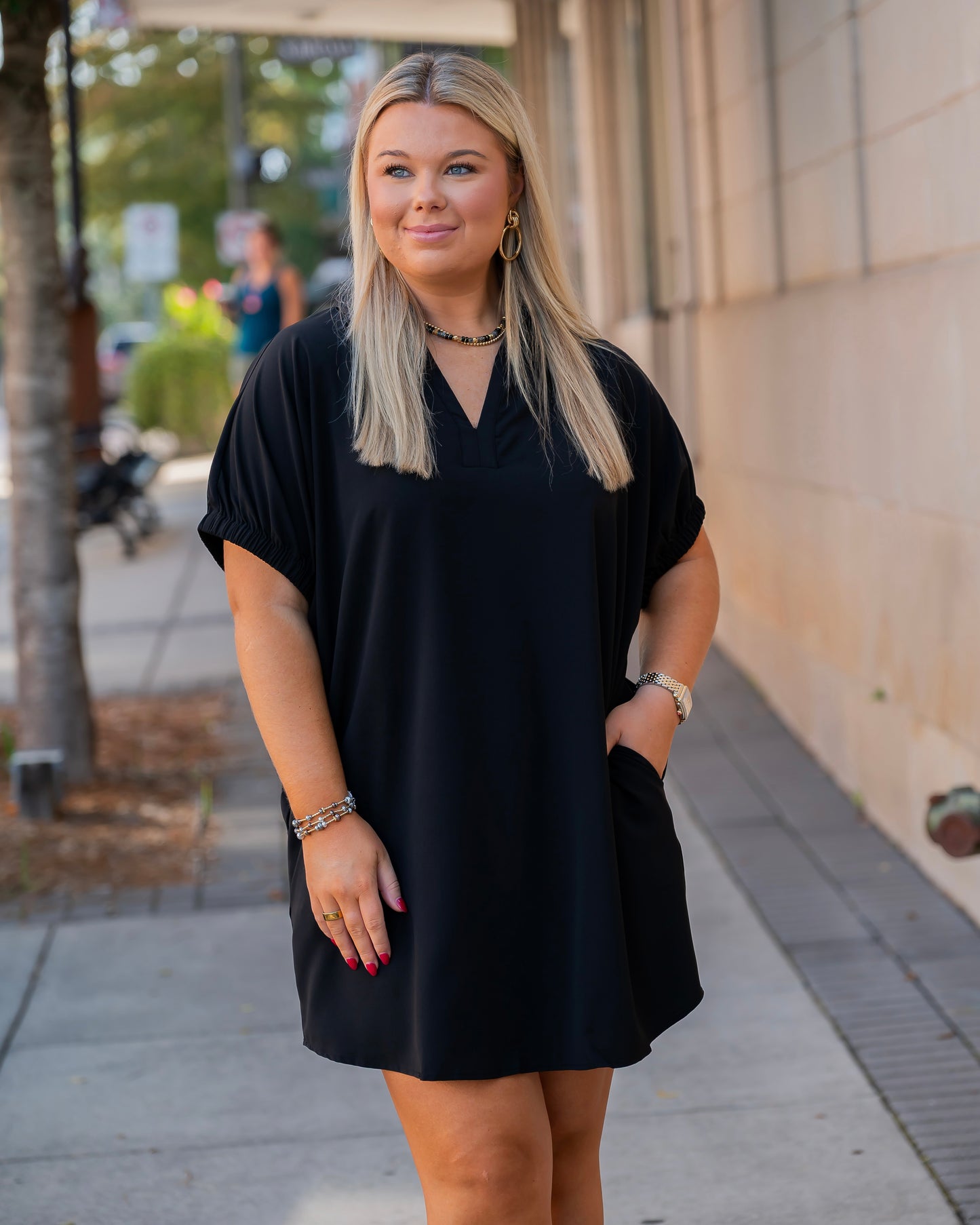 Randolph Dolman Sleeve Dress-Black