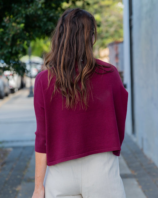 Ortho Mock Neck Sweater - Burgundy