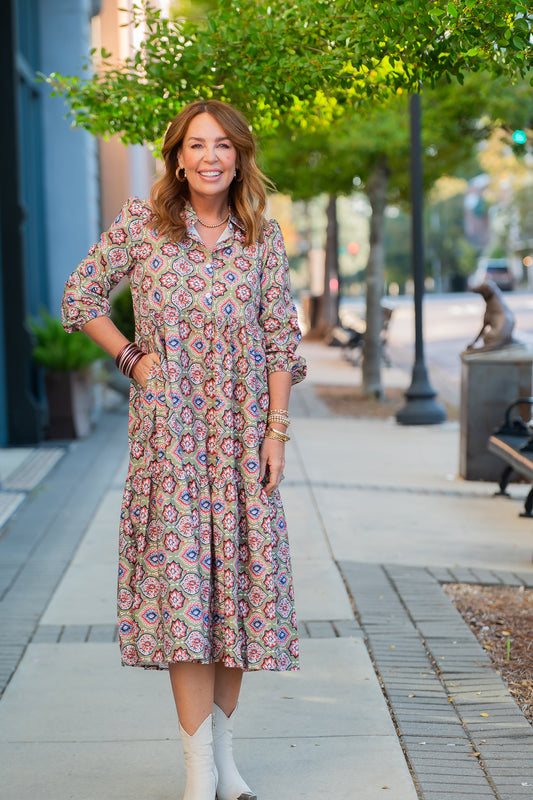 Eagerton Printed Tiered Dress