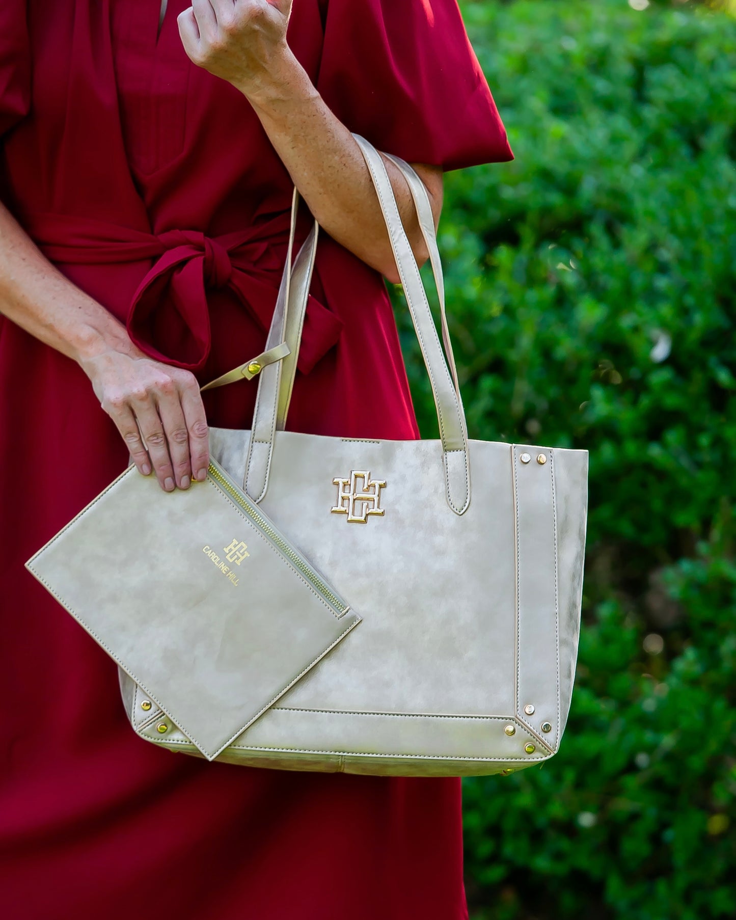 Sophie Studded Tote Gold Shimmer