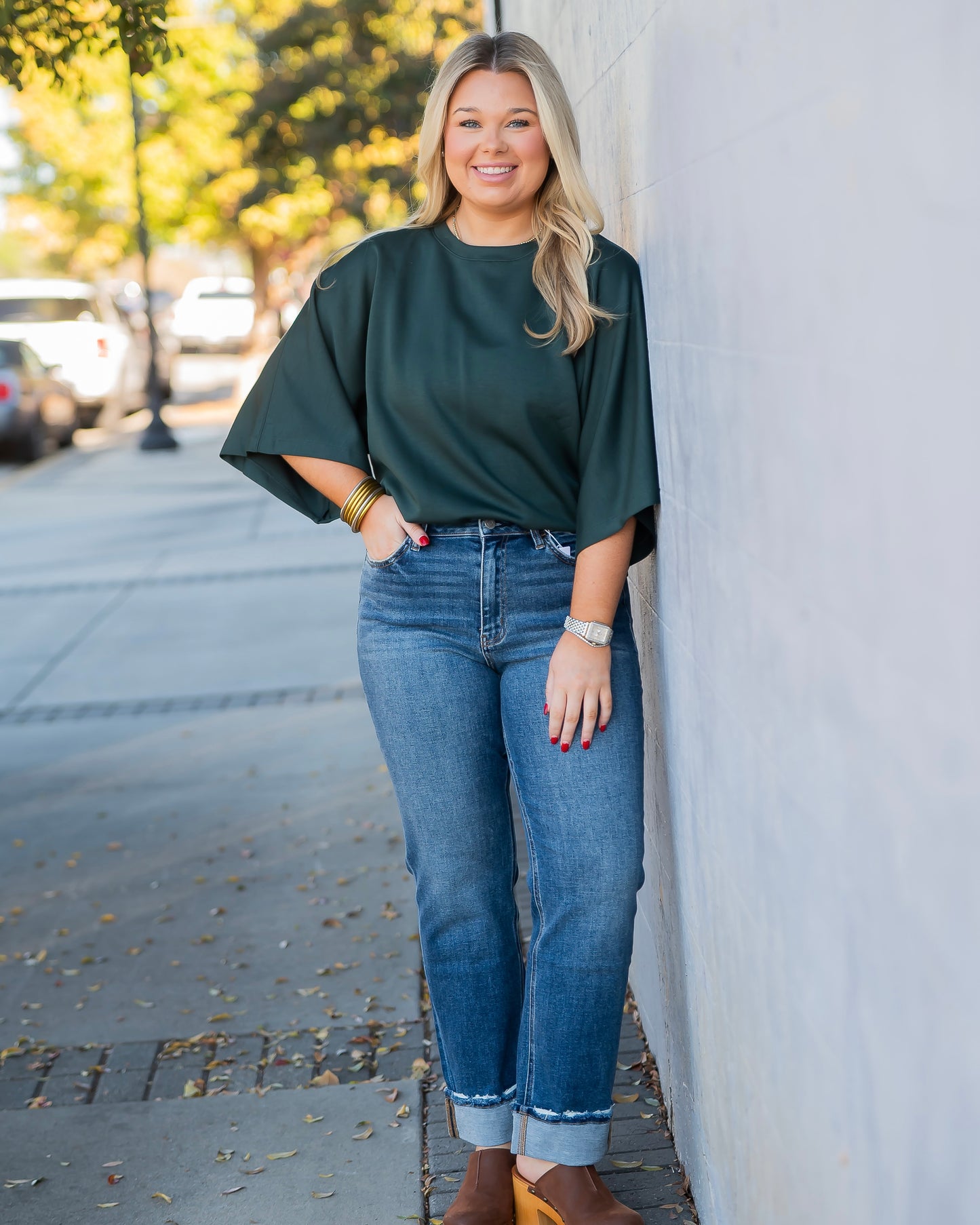 Redford Short Sleeve Top - Forest Green