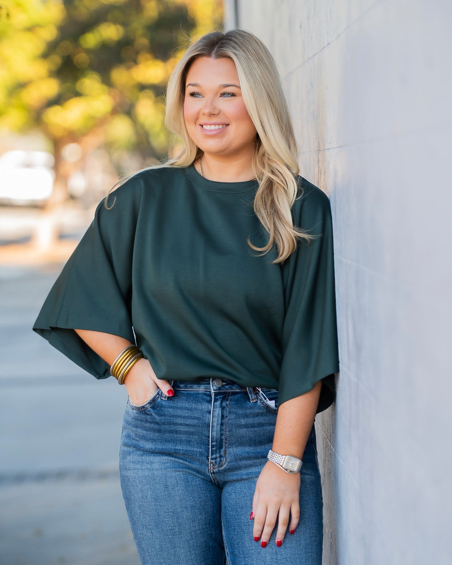 Redford Short Sleeve Top - Forest Green