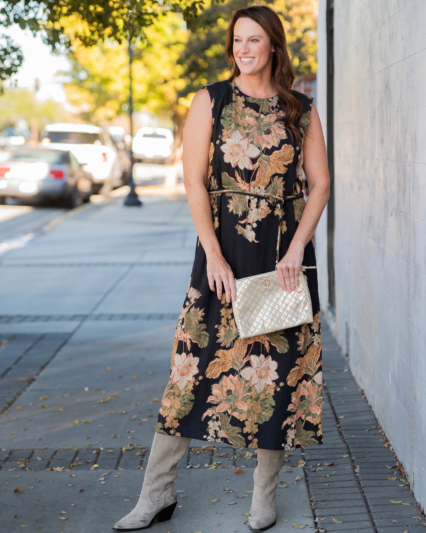 Marcelo Floral Print Dress - Black