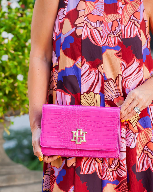 Bryn Crossbody Clutch Hot Pink EC