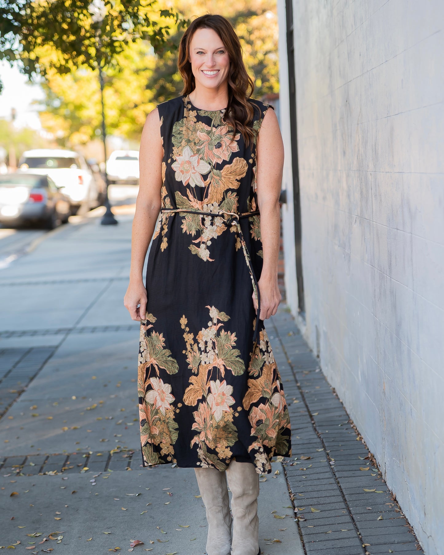 Marcelo Floral Print Dress - Black