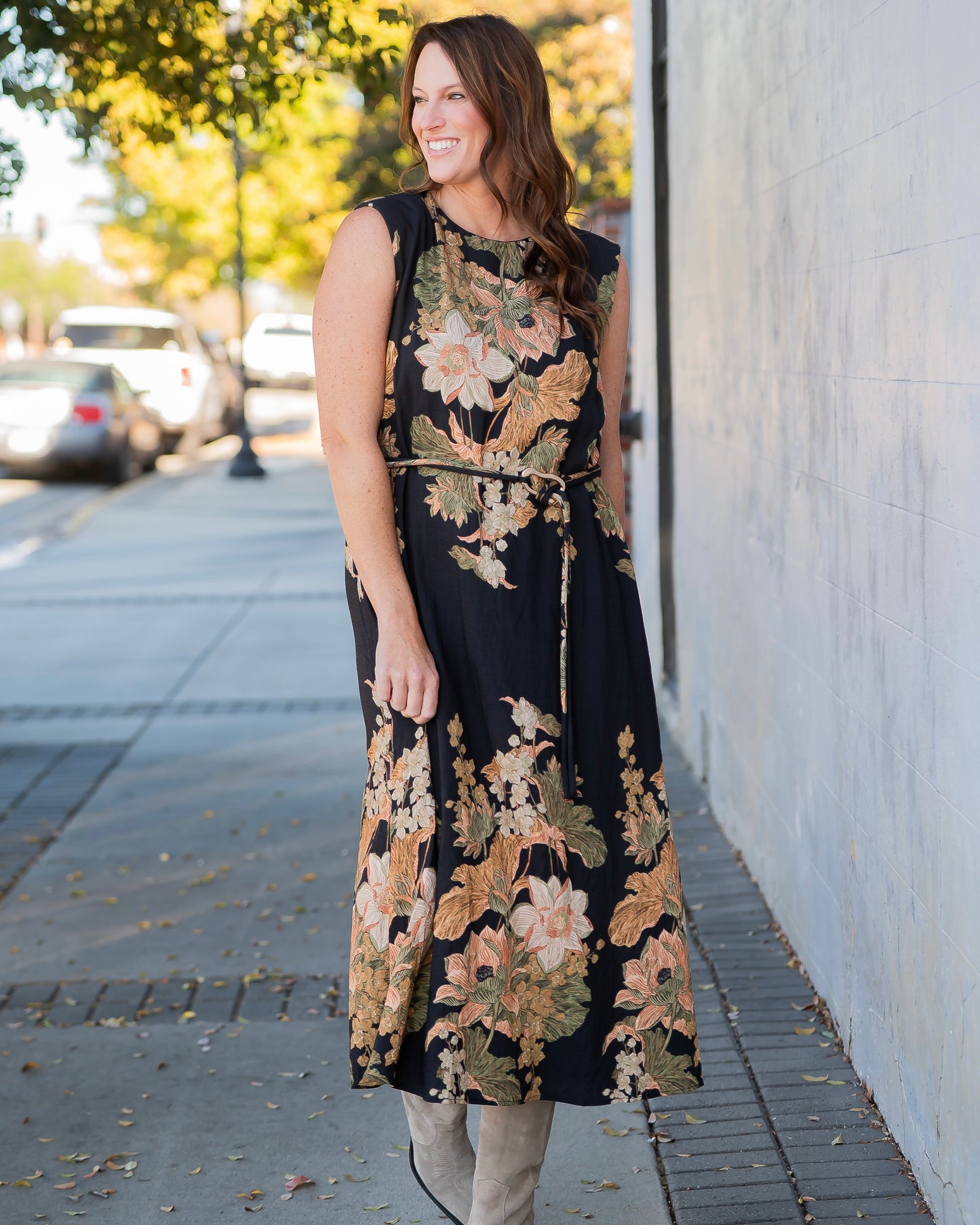 Marcelo Floral Print Dress - Black