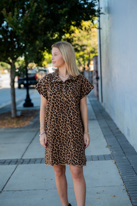 Livingston Leopard Scalloped Dress