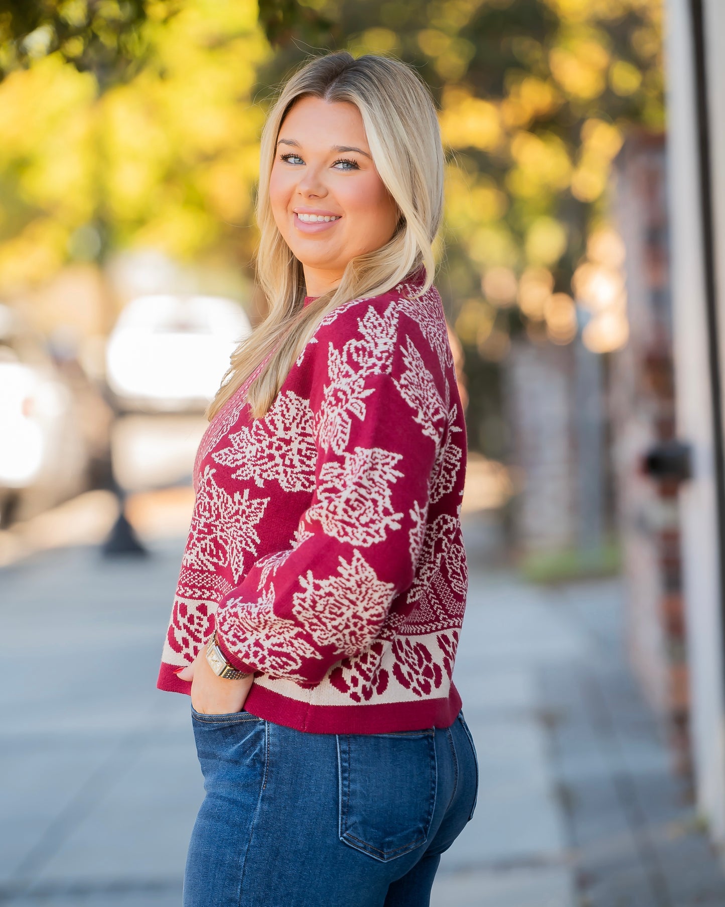 Hughes Floral Sweater-Marsala