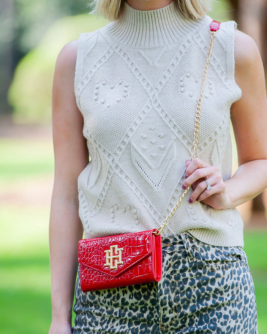 Carlington Clutch Crossbody Red Patent EC