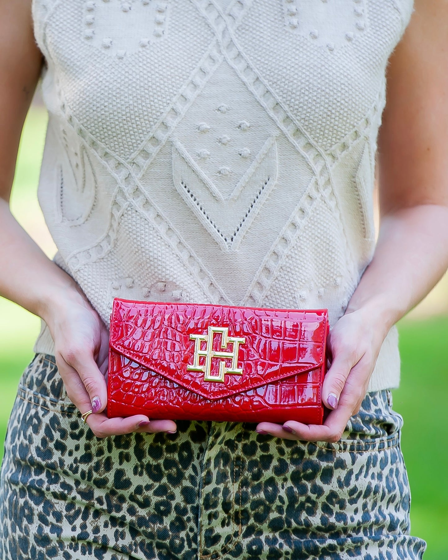 Carlington Clutch Crossbody Red Patent EC