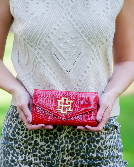 Carlington Clutch Crossbody Red Patent EC