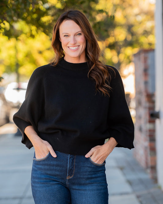 Creede Short Sleeve Sweater-Black