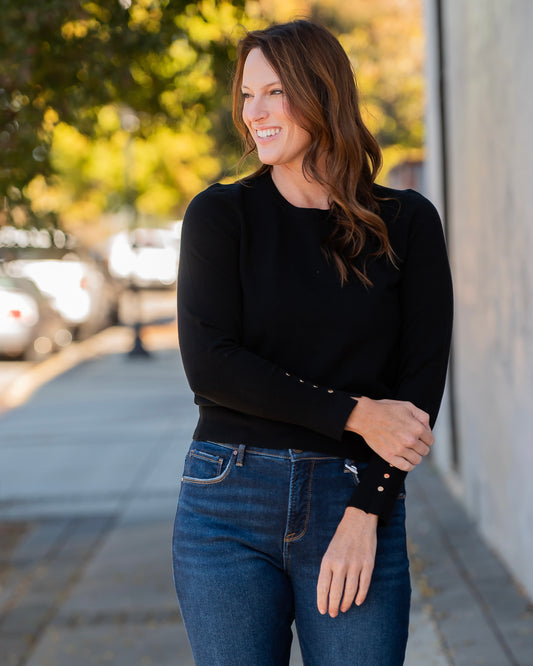Eva Long Sleeve Sweater -Black