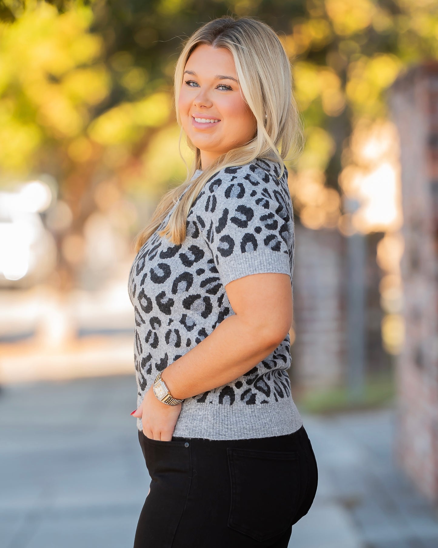 Habersham Grey Leopard Sweater