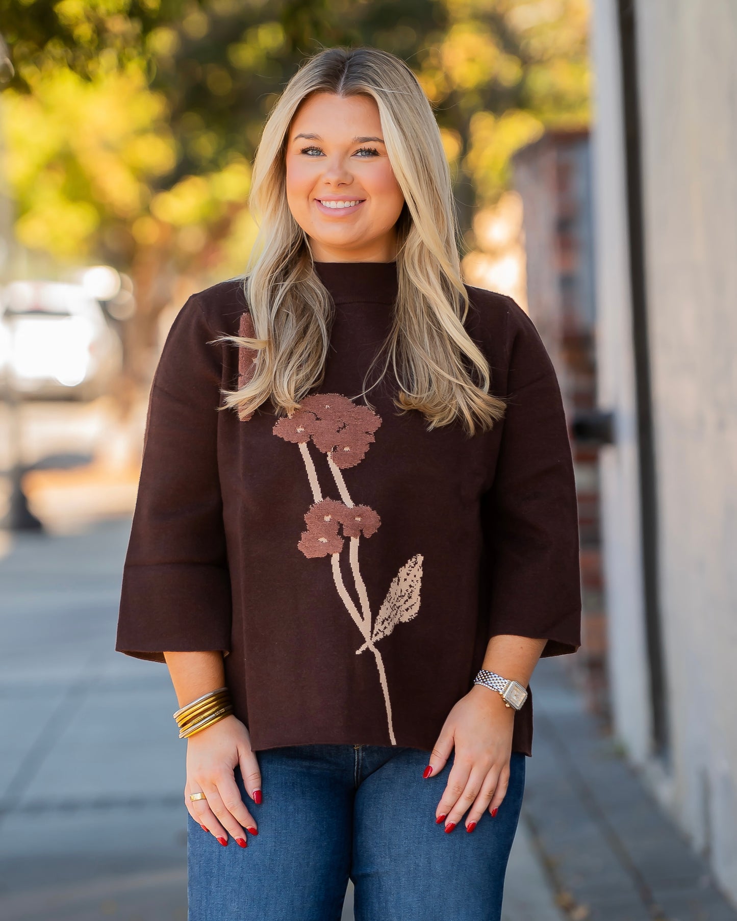 Fargo Flower Sweater - Brown