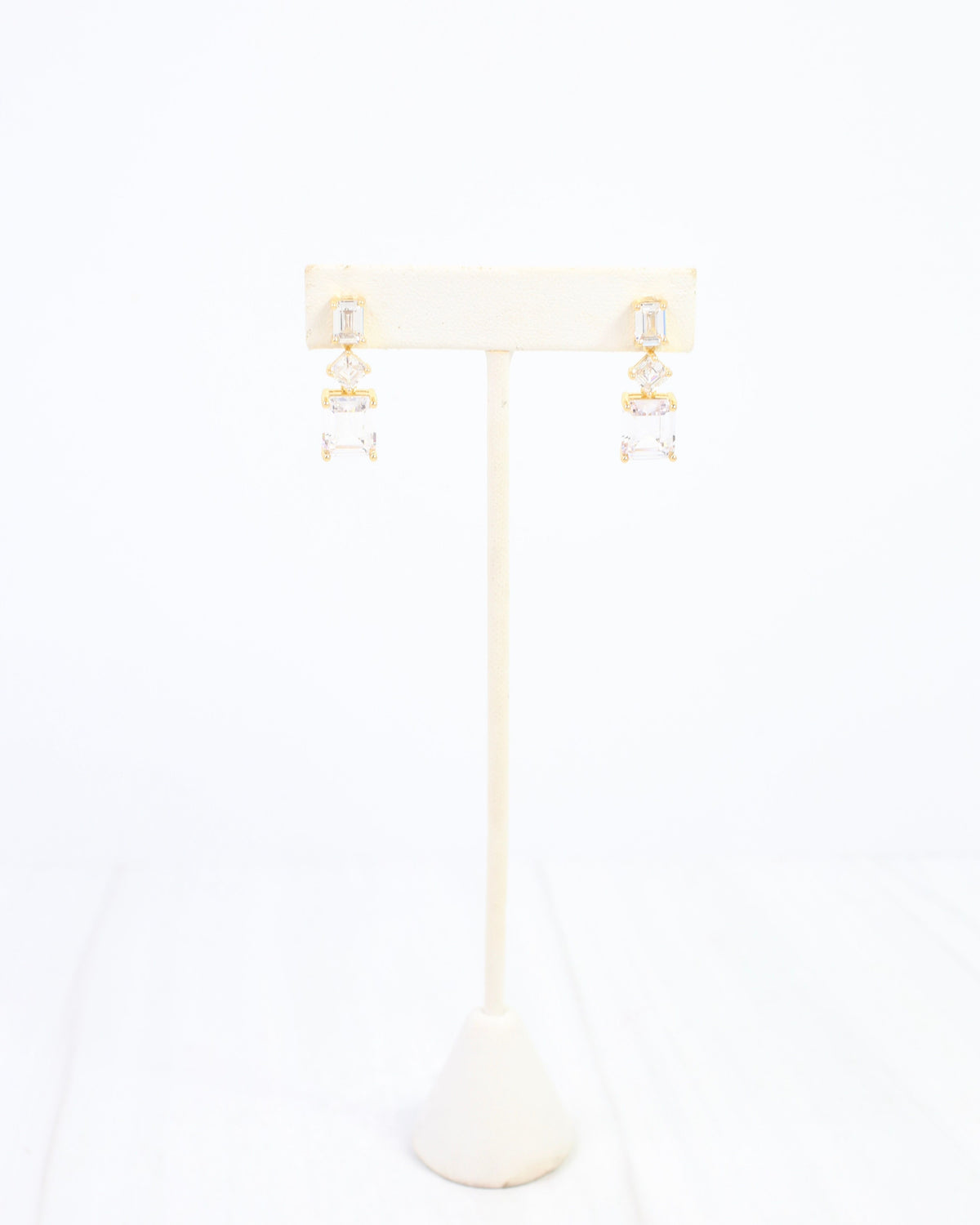 Ethan Emerald Cut CZ Drop Earring WR Gold