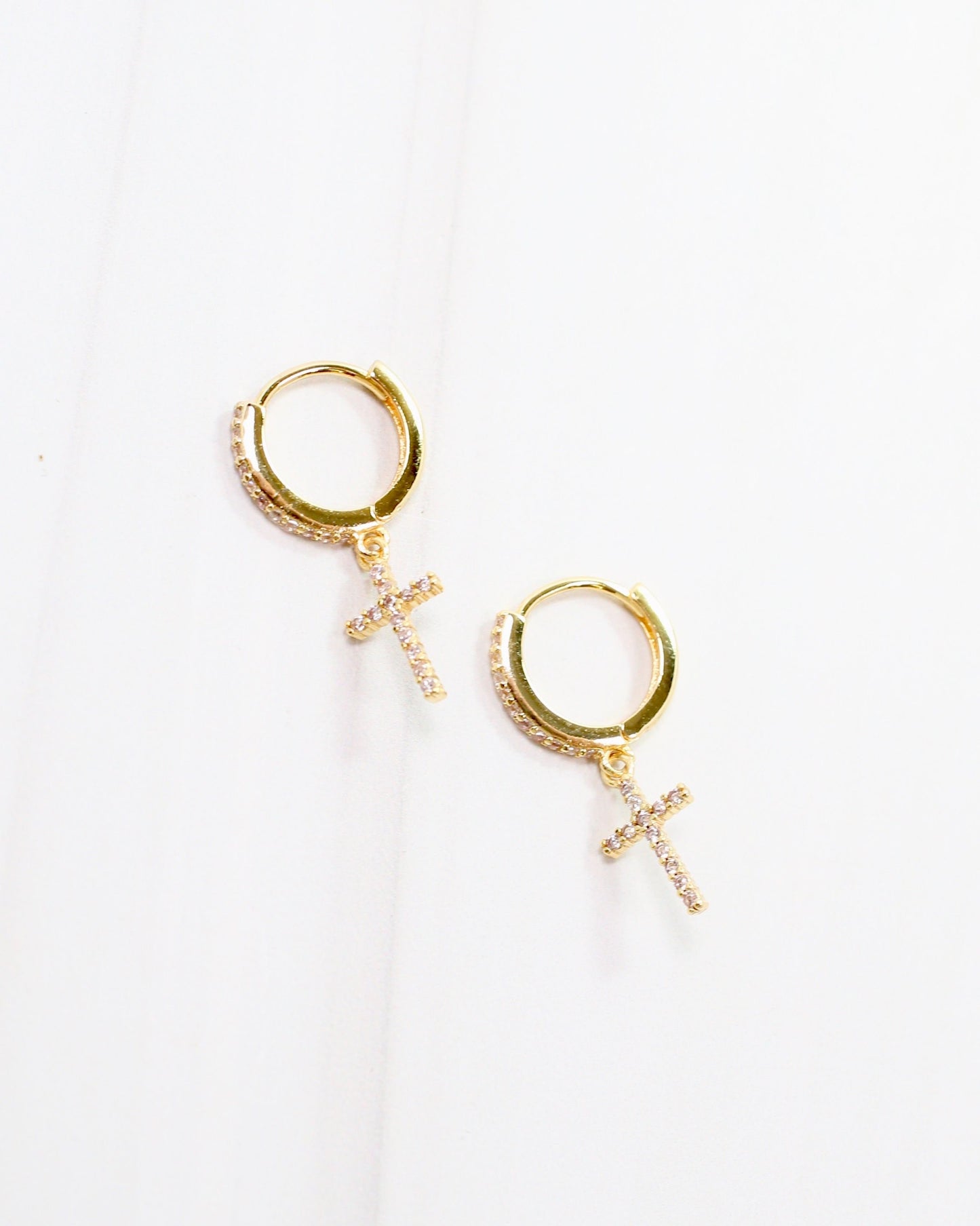 Whitney CZ Cross Hoop Gold